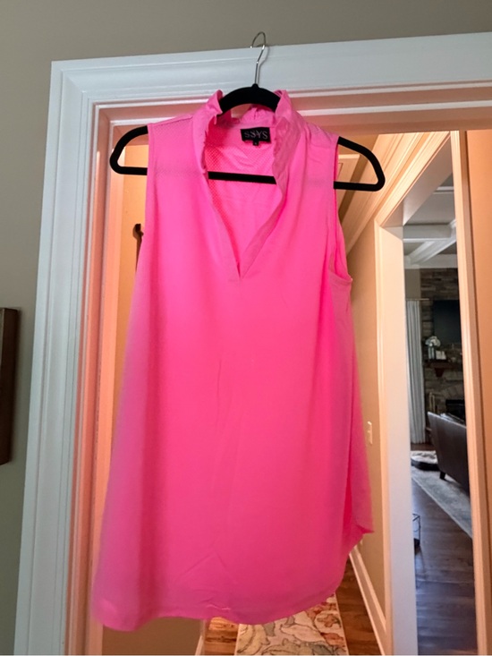 SSYS Tops - SSYS Hot Pink V-Neck Sleeveless Tank Top with ruffle collar